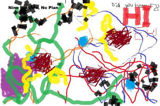Nine brushes, no plan